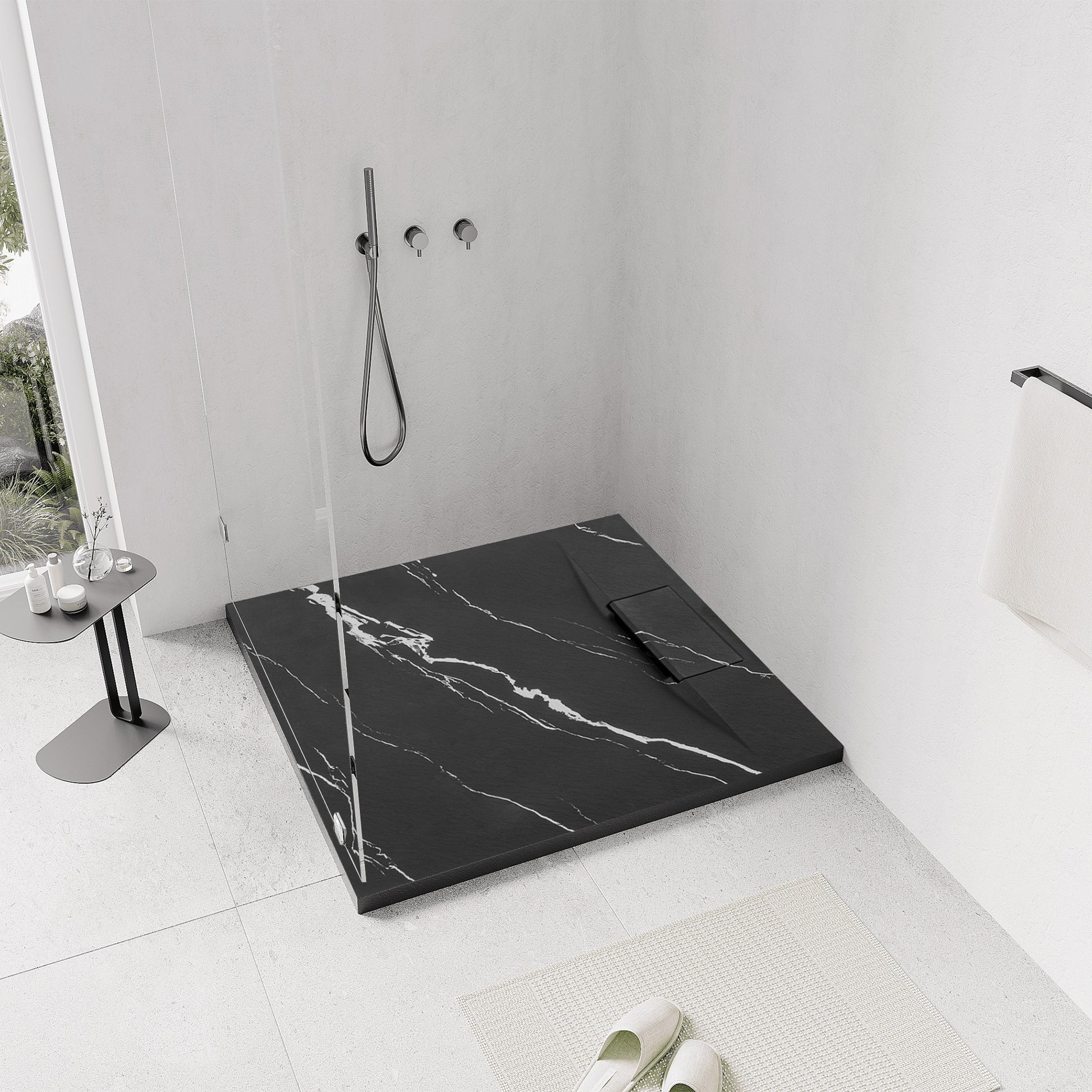 Duschtasse Bazalt CARRARA BLACK 90x90  1