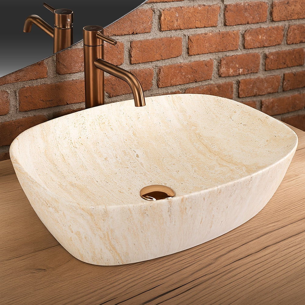 Aufsatzwaschbecken Rea Freja Travertine Matt  4