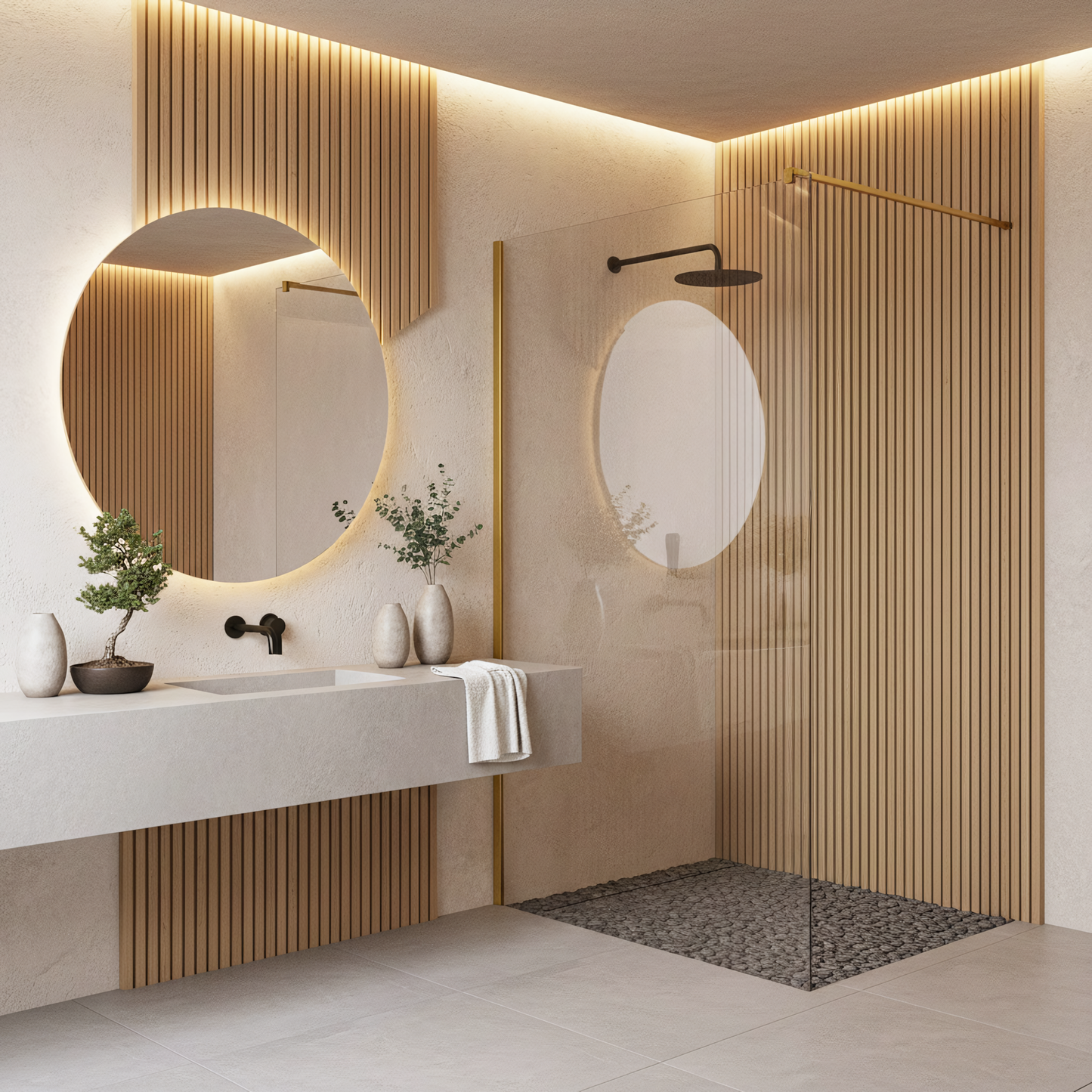 Duschwand Rea Flexi Transparent / Brush Gold 70  6