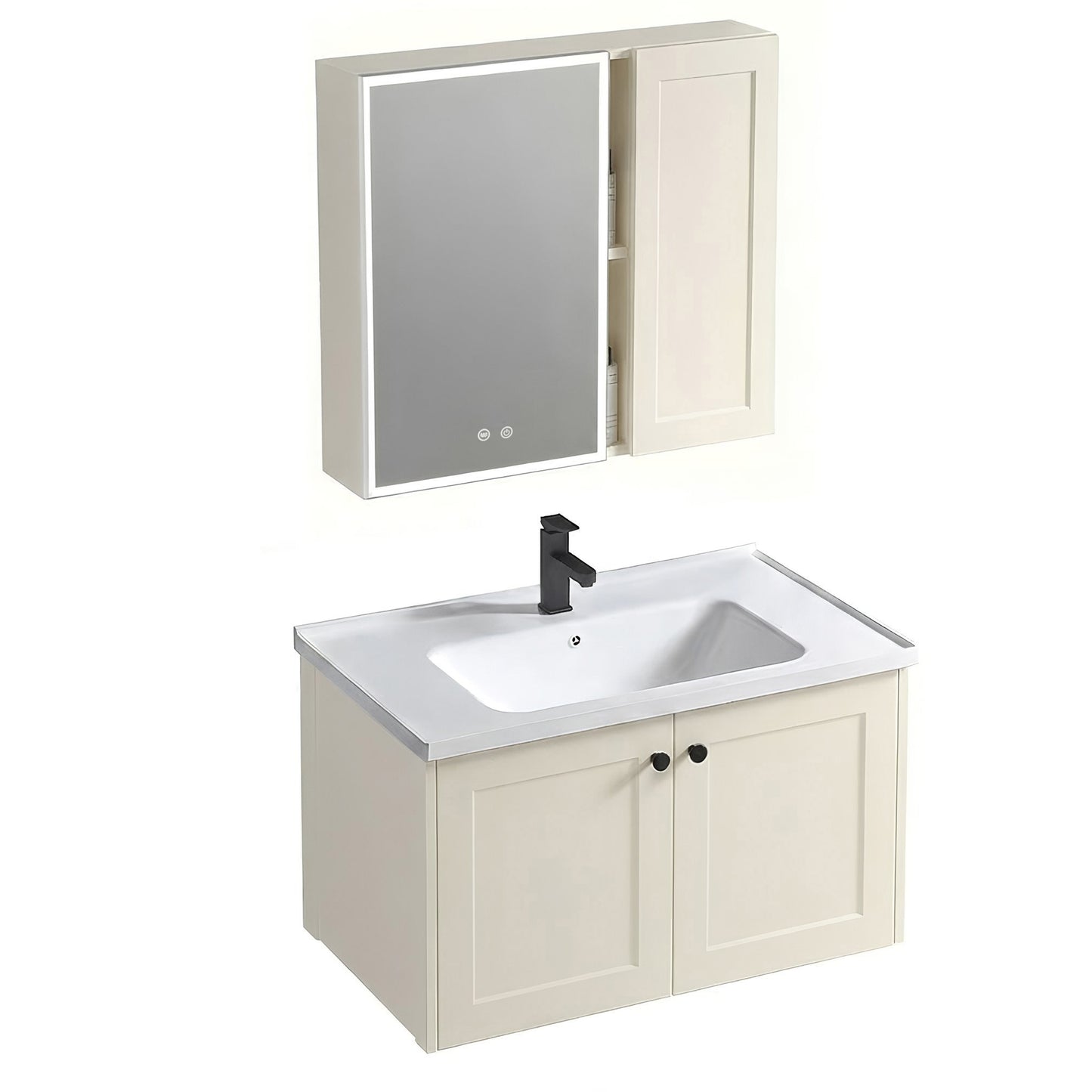 Badezimmermöbel-Set mit Waschbecken Monti 60cm Creme  2