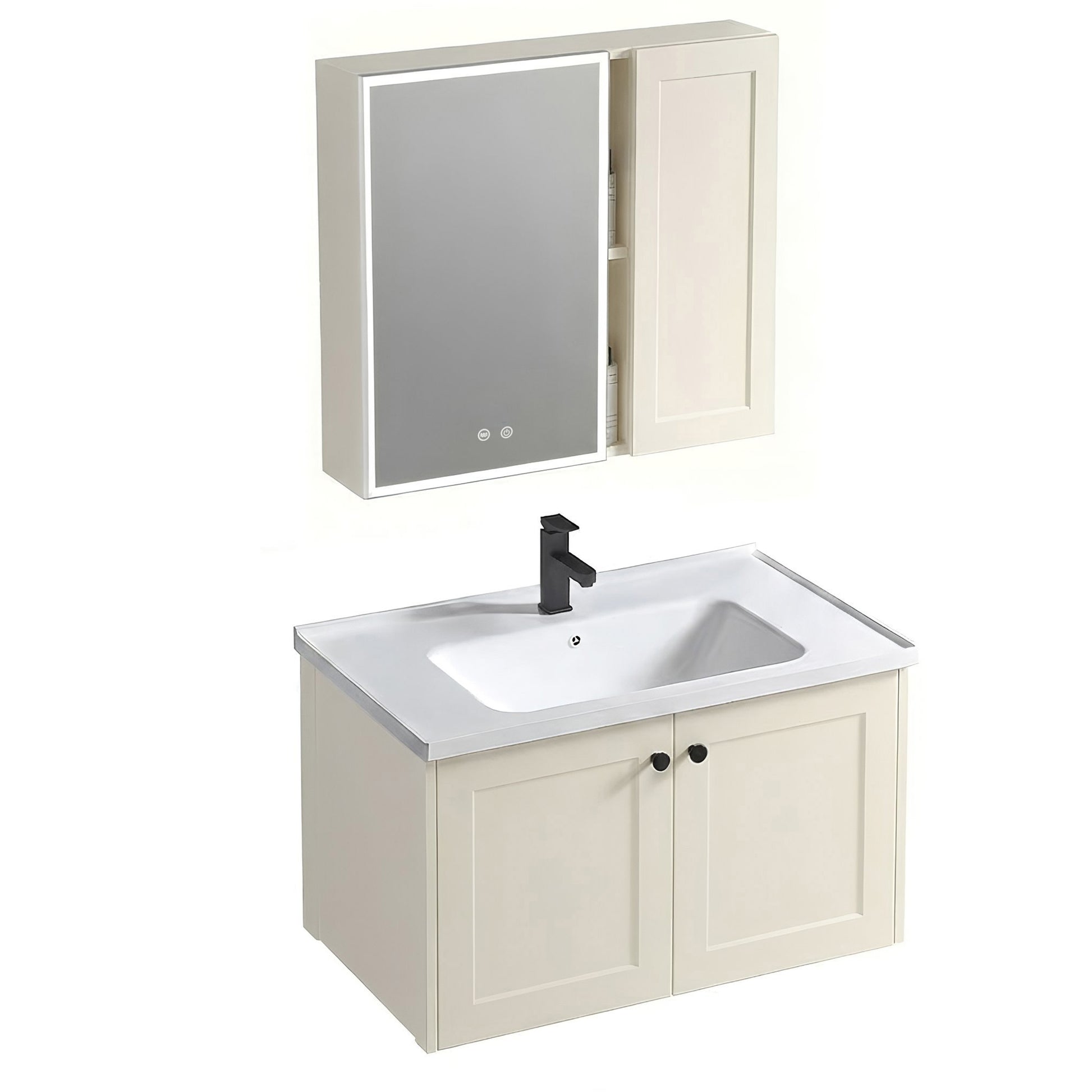 Badezimmermöbel-Set mit Waschbecken Monti 60cm Creme  2