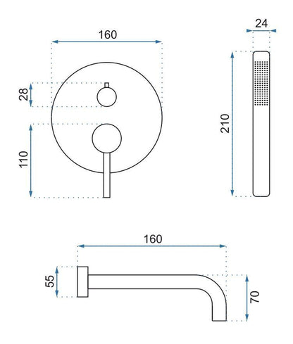 Unterputz Wannenarmatur Rea Lungo Copper +IBOX  6