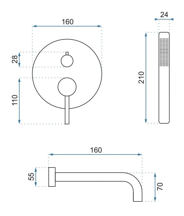 Unterputz Wannenarmatur Rea Lungo Copper +IBOX  7