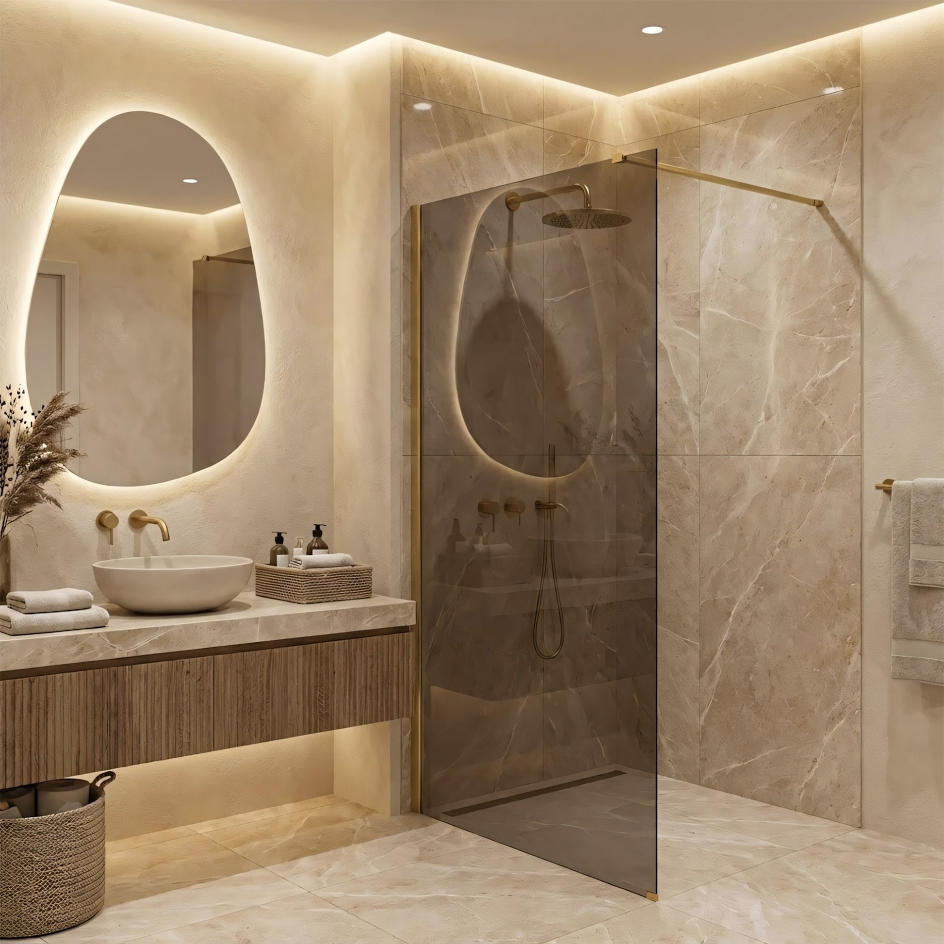 Duschwand Rea Flexi Brown / Brush Gold 120  6