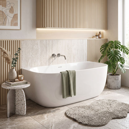 Acryl Wandmontage Badewanne Rea Eris 150cm Weiße Stöpselabdeckung 3