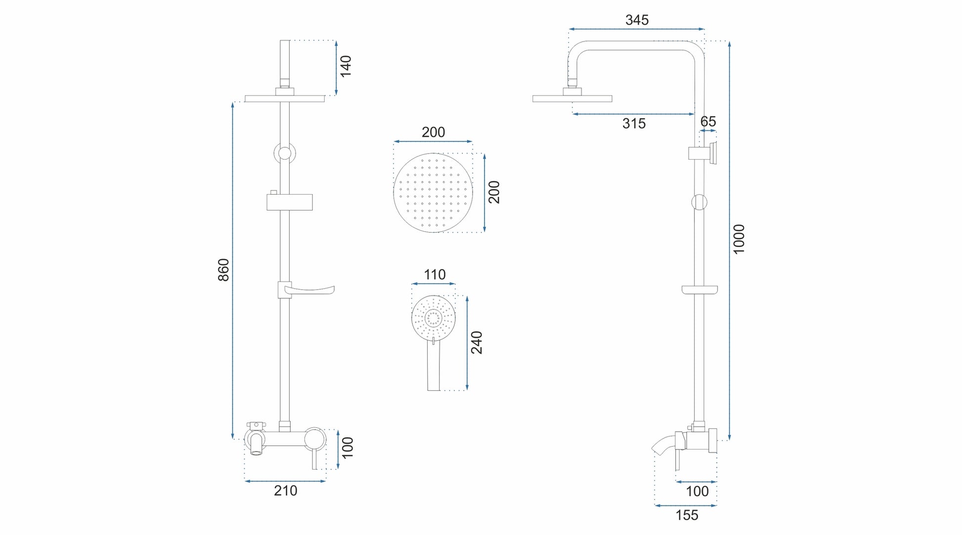 Duschset LUIS chrom  10