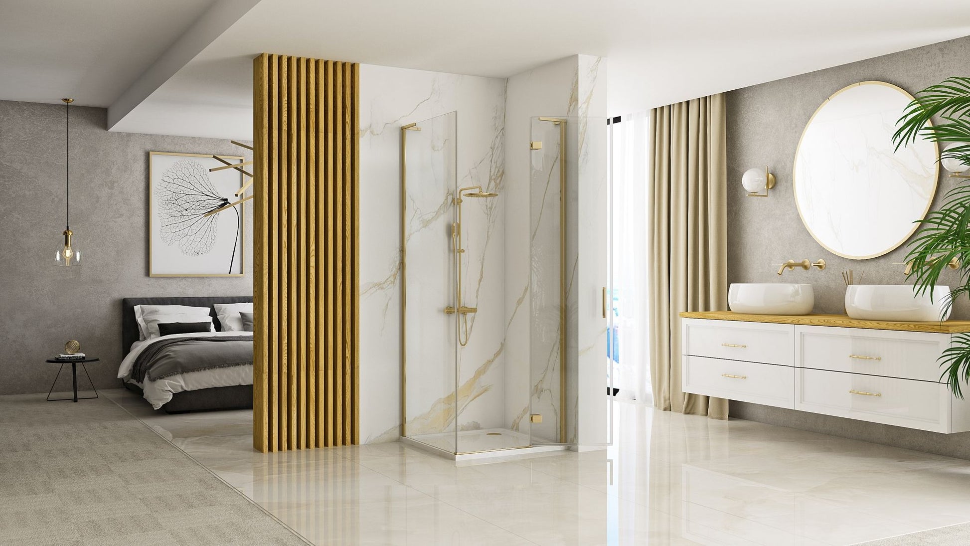 Duschkabine REA Hugo 80x90 Gold Brush  5