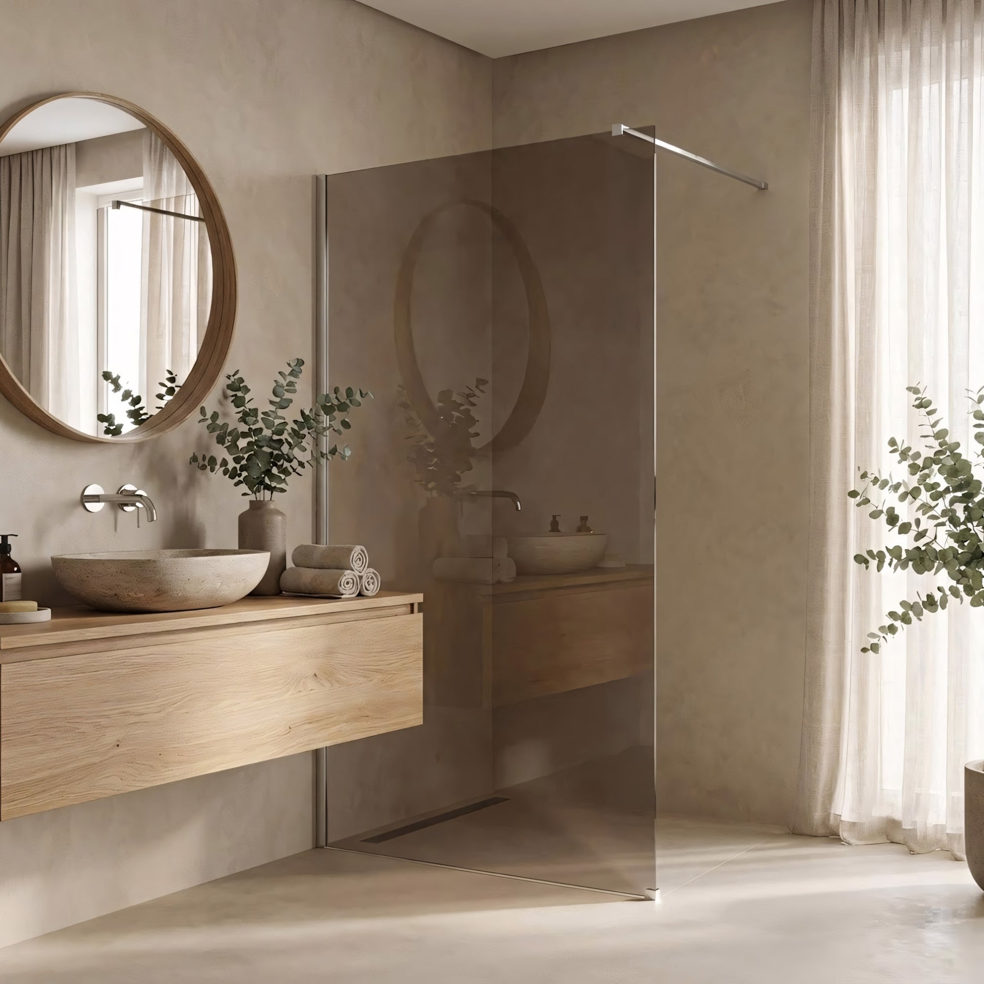 Duschwand Rea Flexi Brown / Chrome 130  11