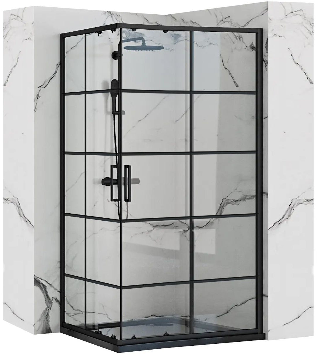 Duschkabine Rea Concept Black 80x100 ohne Duschwanne 1