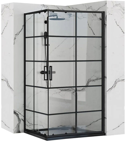 Duschkabine Rea Concept Black 80x100 mit Duschwanne Savoy Schwarz 1