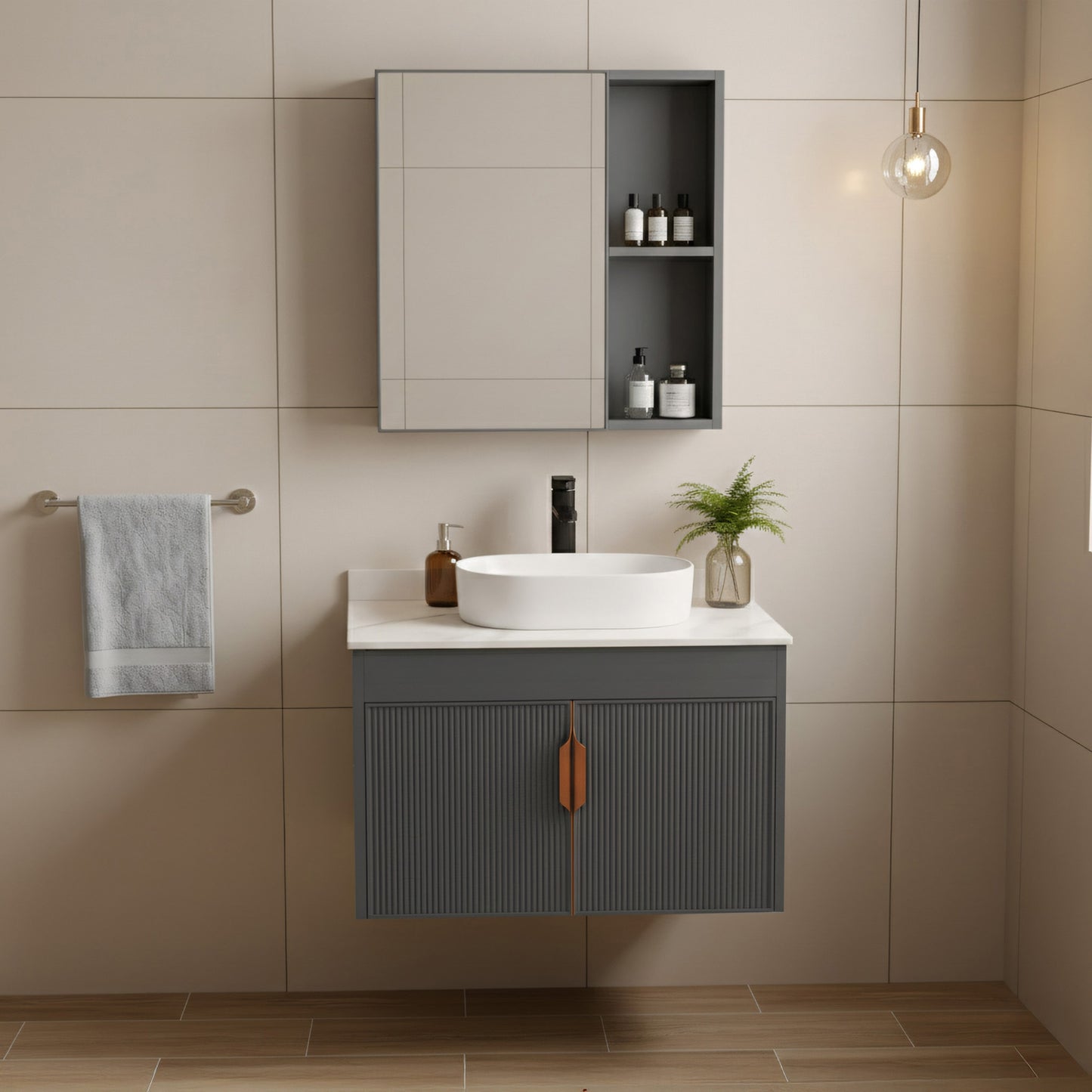 Комплект мебели для ванной с столешницей Modo 60cm Grey  1