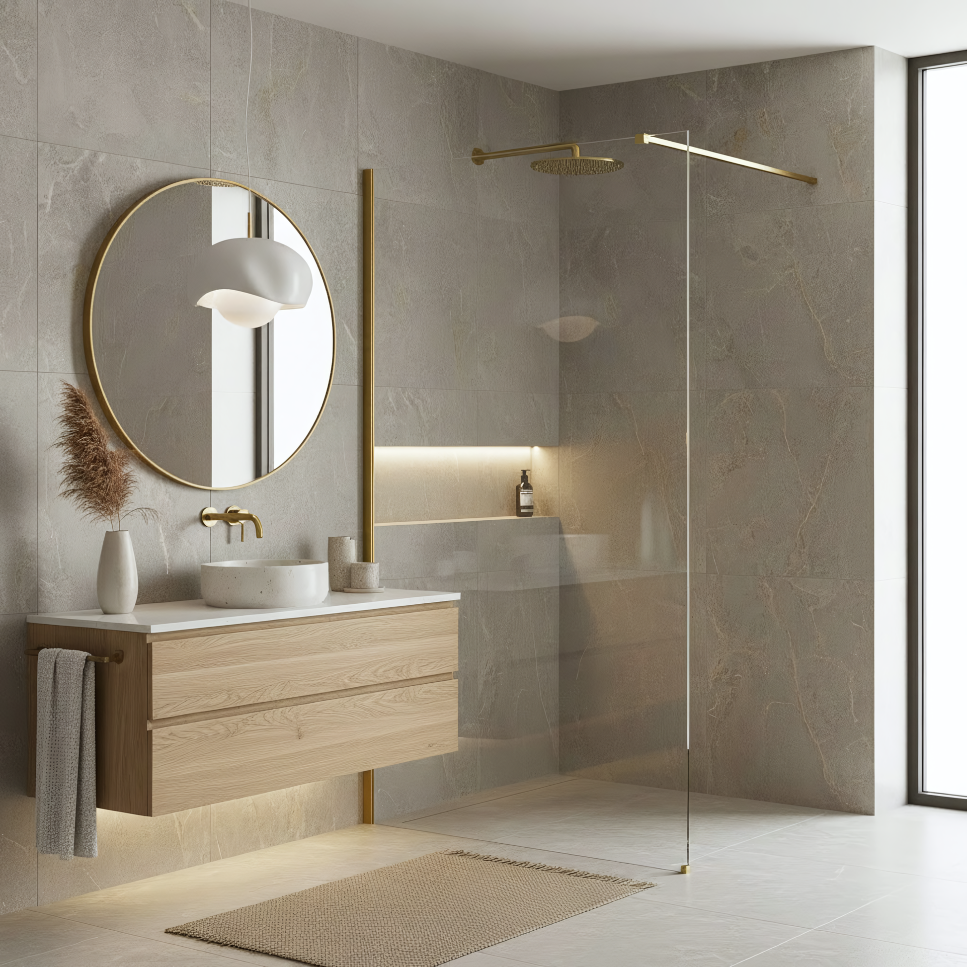 Duschwand Rea Flexi Transparent / Brush Gold 130  3