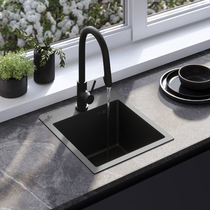 Stahlspüle Mit 3-teiligem Zubehörset REA Leo 40 Black 5