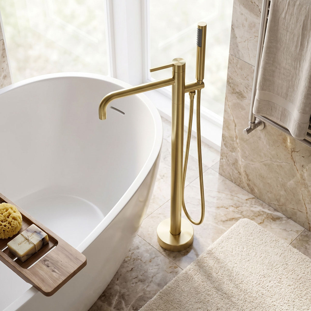 Freistehende Badewannenarmatur Rea Foster Brush Gold 7