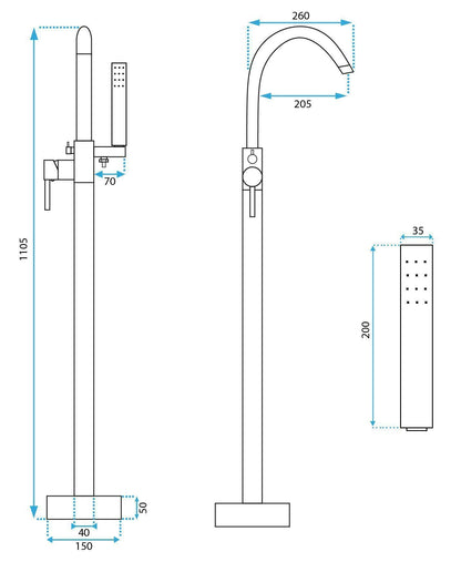Freistehende Armatur Rea Lungo Titan  5